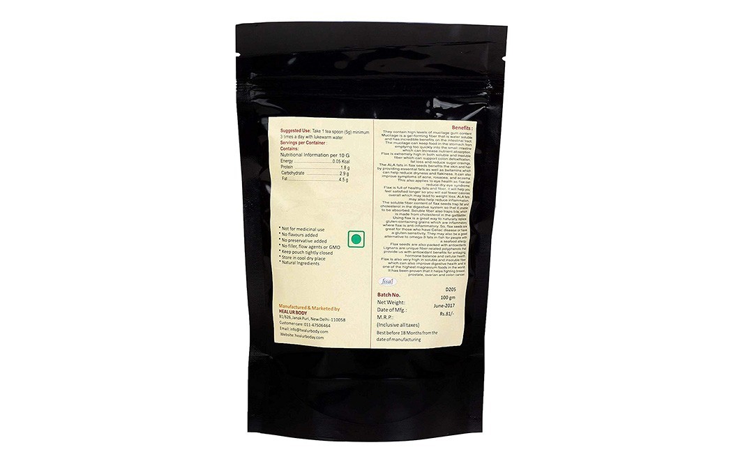 Heal ur Body Organic Flax Seeds Powder    Pack  100 grams